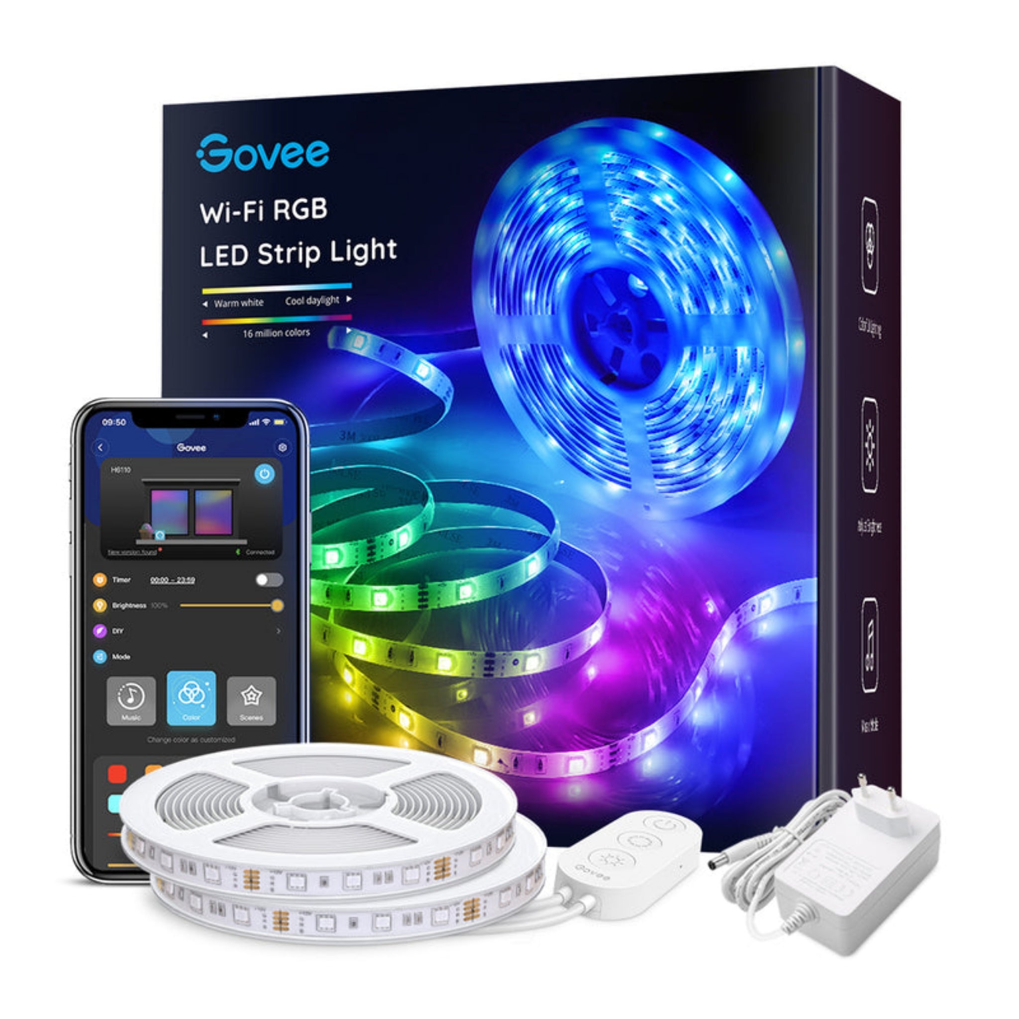 Govee RGB Smart Wi-Fi + Bluetooth LED Strip Lights(10m) [Energy Class
