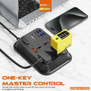 MOXOM 12in1 PD Power Strip 2 PD20W & 2 USB-C & 4 Socket & 4 USB-A And One Key Master Control For Multi Devices 2 Meter - Black