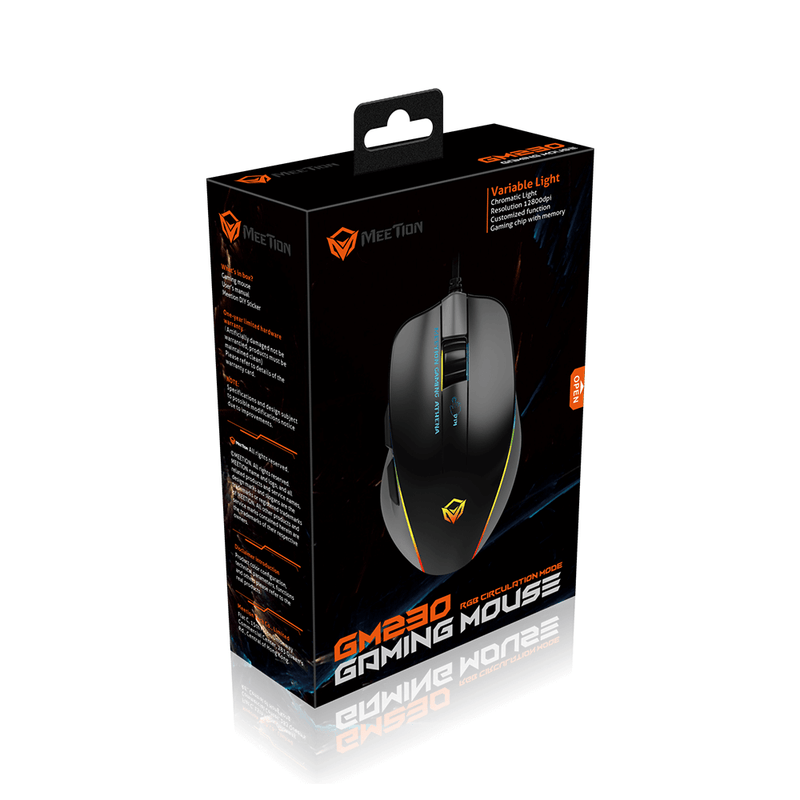 Meetion GM23 RGB Circulation Backlit Gaming Mouse - Black