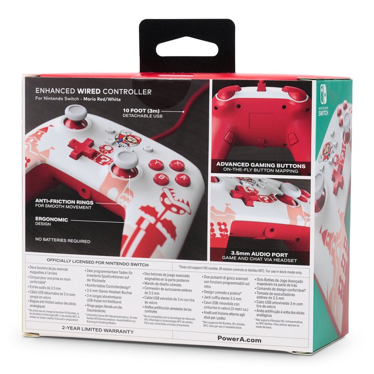 Powera Enhanced Wired Controller For Nintendo Switch - Mario Red/white Nintendo Switch Accessory