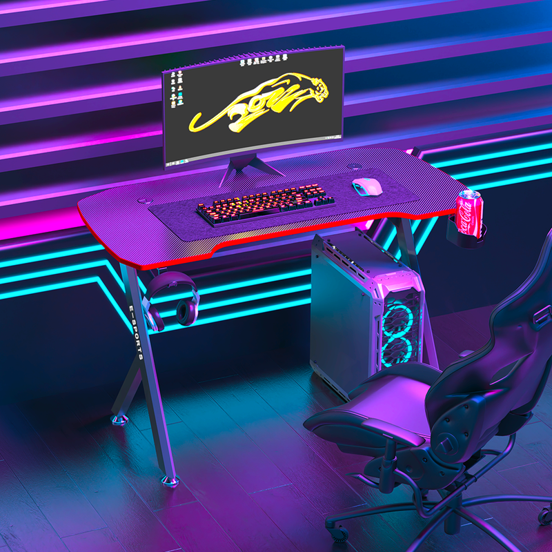R5 Gaming Desk, Headset Holder & Cup Holder - 120cm