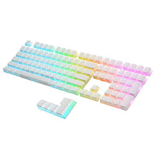 RK ROYAL KLUDGE 112 Double Shot PBT Pudding Keycaps, with Translucent Layer for Mechanical Keyboards - White