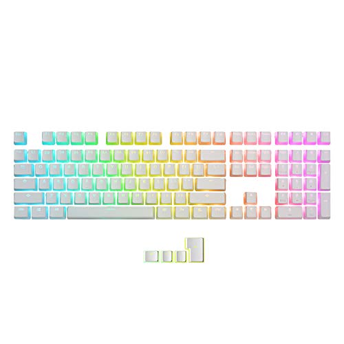 RK ROYAL KLUDGE 112 Double Shot PBT Pudding Keycaps, with Translucent Layer for Mechanical Keyboards - White