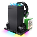 iPega  Xbox Series X Multi-function RGB Vertical Stand with Charging Dock, Cooling  Fan, RGB Light Strip; Game Storage &  Headphone Stand - PG-XBX024S
