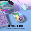 ATTACK SHARK X2 Pro Wireless Gaming Mouse with Charging Dock, Silent Bluetooth Mouse (Tri-Mode BT5.0/2.4G/Wired), RGB Ergonomic Mouse 4000DPI, Transparent Case, PC/Mac/Tablet - White