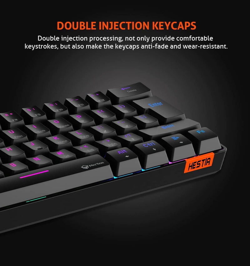 MEETION MK005 RGB Backlit Mini 61 Keys Wired  Mechanical Gaming Keyboard Blue Switch - Black