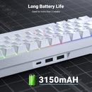 RK ROYAL KLUDGE RK68 | RK837 65%  Triple Mode Wireless Bluetooth5.1/2.4G/Wired, Hot Swappable Mechanical Gaming Keyboard, 68 Keys RGB - White