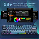 Royal Kludge RK61 Plus Triple Mode Wireless Bluetooth5.1/2.4G/Wired, RGB 61-Keys Hot Swappable Mechanical Keyboard - Indigo
