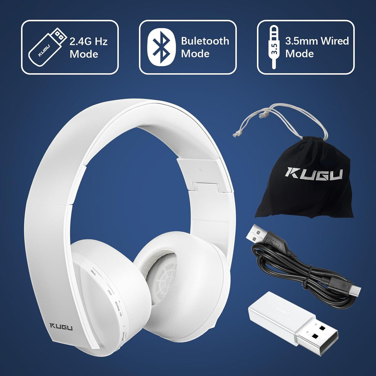KUGU Multi-Plalform 3D Wireless Gaming Headset with Virtual Surrou