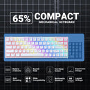 RK ROYAL KLUDGE RK68 | RK837 65%  Triple Mode Wireless Bluetooth5.1/2.4G/Wired, Hot Swappable Mechanical Gaming Keyboard, 68 Keys RGB - White
