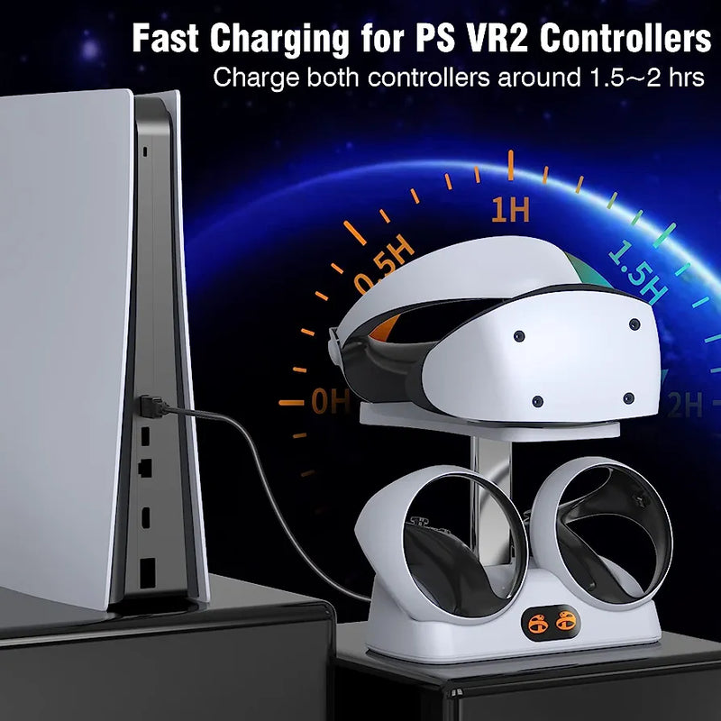 Dobe PS VR2 Controllers Charging Station with Led Indicator & VR Headset Display Stand