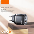 MOXOM PD Dual-Ports Fast Charger with PD Support - Black