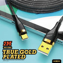 MOXOM 2M True Gold Plated Data Cable - Black