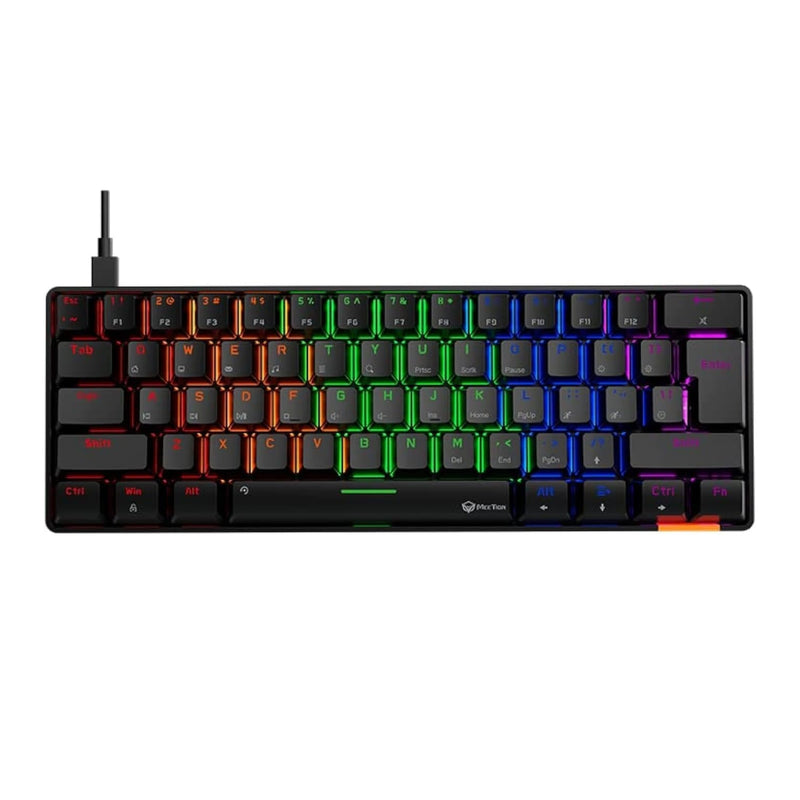 MEETION MK005 RGB Backlit Mini 61 Keys Wired  Mechanical Gaming Keyboard Blue Switch - Black 