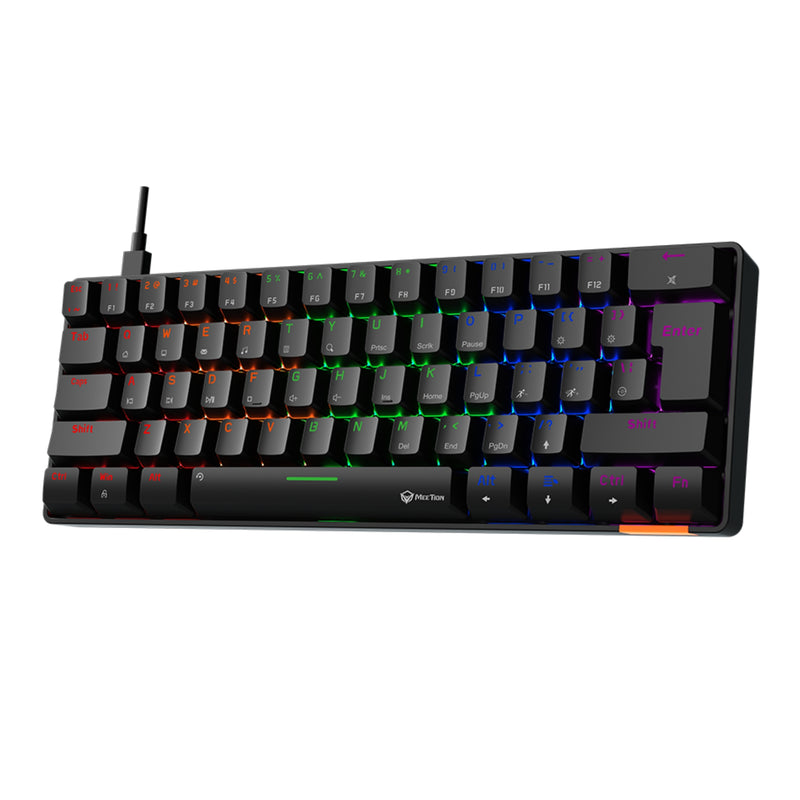 MEETION MK005 RGB Backlit Mini 61 Keys Wired  Mechanical Gaming Keyboard Blue Switch - Black