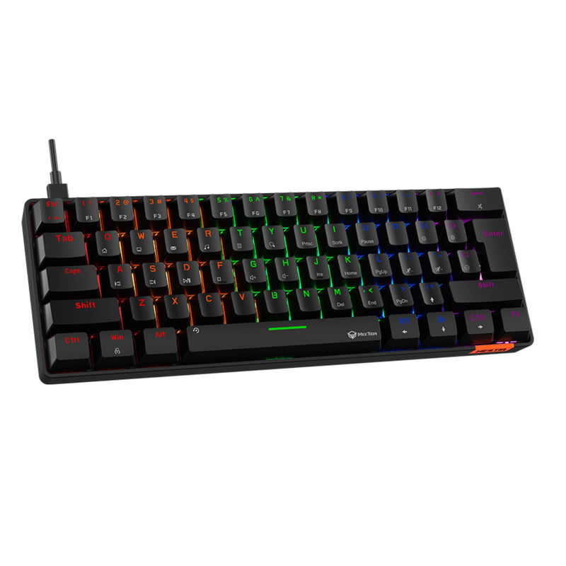 MEETION MK005 RGB Backlit Mini 61 Keys Wired  Mechanical Gaming Keyboard Blue Switch - Black