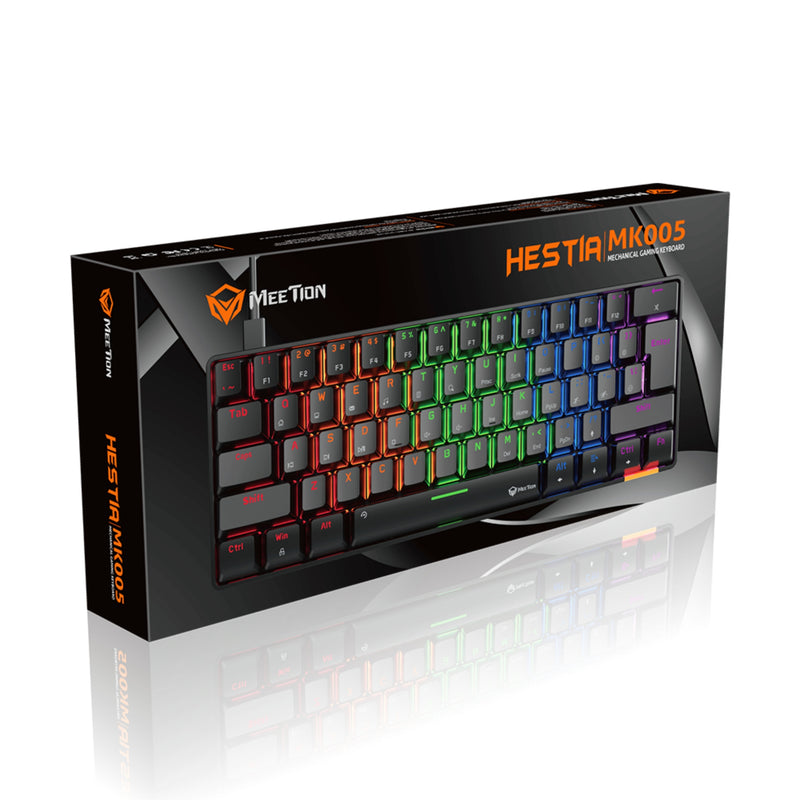 MEETION MK005 RGB Backlit Mini 61 Keys Wired  Mechanical Gaming Keyboard Blue Switch - Black