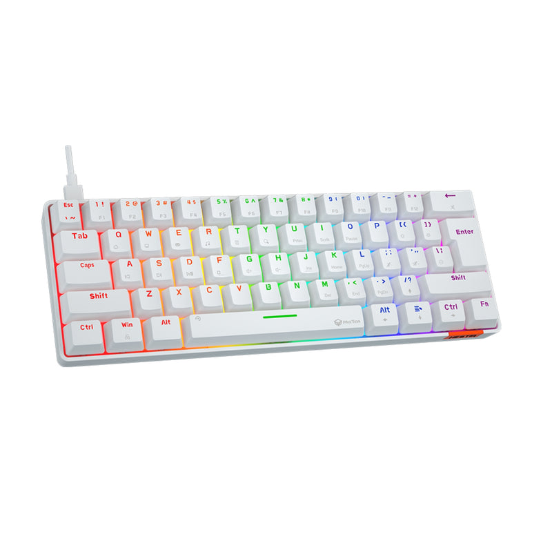 MEETION MK005 RGB Backlit Mini 61 Keys Wired  Mechanical Gaming Keyboard Blue Switch - White