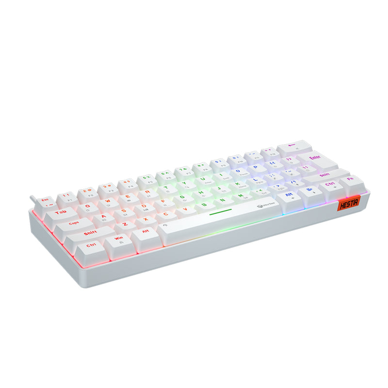 MEETION MK005 RGB Backlit Mini 61 Keys Wired  Mechanical Gaming Keyboard Blue Switch - White