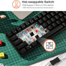 RK ROYAL KLUDGE RK61 RGB Triple Mode BT5.0/2.4G/USB-C 60% Hot-swappable Switches Mechanical Gaming Keyboard - Black