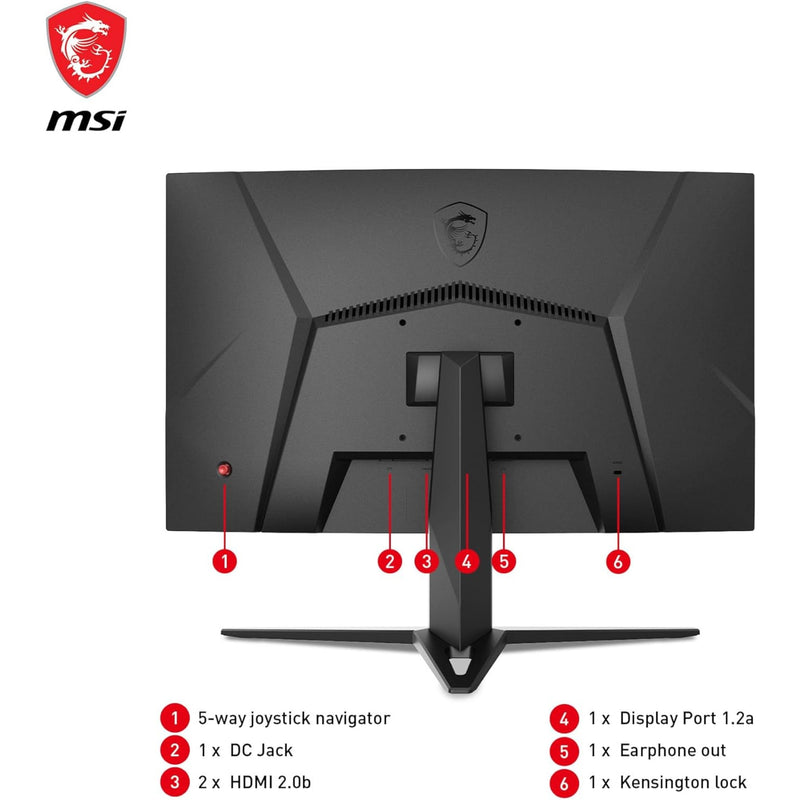 MSI G24C4 E2 24 Inch Fhd Curved Gaming Monitor - 1500R 1920 X 1080 Va Panel, 180Hz / 1Ms, Black