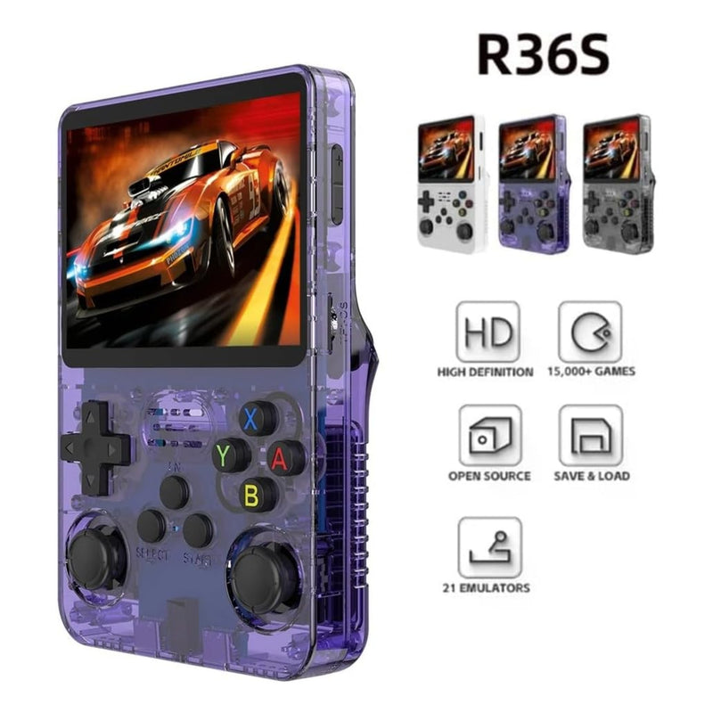 RG36S Video Game Handheld Console, Built-in 64GB TF Card, 3.5 Inch IPS Screen, Retro Linux System, Support 15000+ Classic Games, 2.4G Wireless Gamepad, TV, Monitor Connection