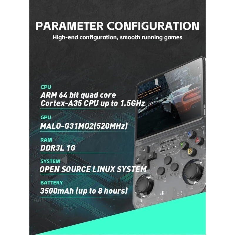 RG36S Video Game Handheld Console, Built-in 64GB TF Card, 3.5 Inch IPS Screen, Retro Linux System, Support 15000+ Classic Games, 2.4G Wireless Gamepad, TV, Monitor Connection