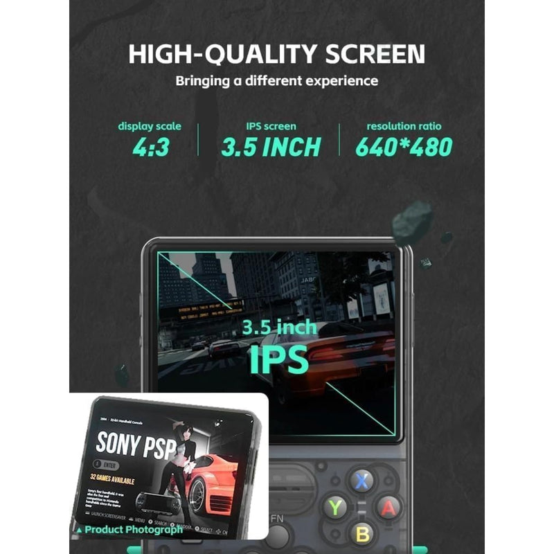 RG36S Video Game Handheld Console, Built-in 64GB TF Card, 3.5 Inch IPS Screen, Retro Linux System, Support 15000+ Classic Games, 2.4G Wireless Gamepad, TV, Monitor Connection