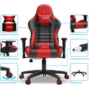 Furgle Gaming Chair, Racing Style High-Back Office Chair with Adjustable Armrests, PU Leather Ergonomic Video Game Chair with Headrest and Lumbar Support, Rocking Mode - Black/Red