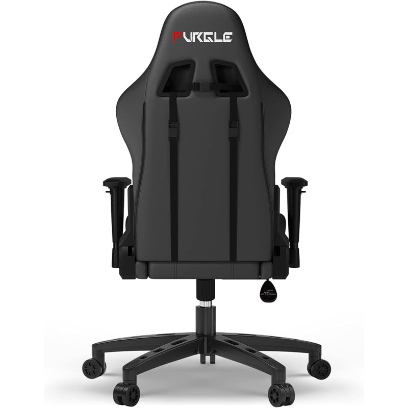 Furgle Gaming Chair, Racing Style High-Back Office Chair with Adjustable Armrests, PU Leather Ergonomic Video Game Chair with Headrest and Lumbar Support, Rocking Mode - Black