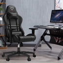 Furgle Gaming Chair, Racing Style High-Back Office Chair with Adjustable Armrests, PU Leather Ergonomic Video Game Chair with Headrest and Lumbar Support, Rocking Mode - Black