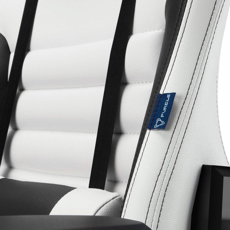 Furgle Gaming Chair, Racing Style High-Back Office Chair with Adjustable Armrests, PU Leather Ergonomic Video Game Chair with Headrest and Lumbar Support, Rocking Mode - White