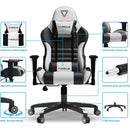 Furgle Gaming Chair, Racing Style High-Back Office Chair with Adjustable Armrests, PU Leather Ergonomic Video Game Chair with Headrest and Lumbar Support, Rocking Mode - Black/White