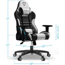 Furgle Gaming Chair, Racing Style High-Back Office Chair with Adjustable Armrests, PU Leather Ergonomic Video Game Chair with Headrest and Lumbar Support, Rocking Mode - Black/White