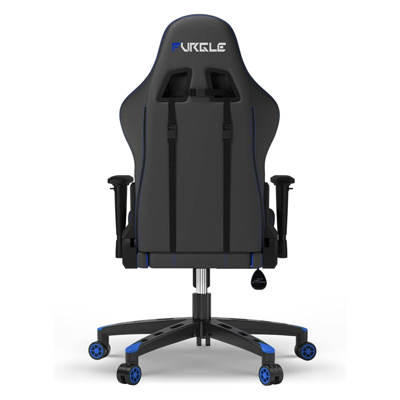 Furgle Gaming Chair, Racing Style High-Back Office Chair with Adjustable Armrests, PU Leather Ergonomic Video Game Chair with Headrest and Lumbar Support, Rocking Mode - Black/Blue