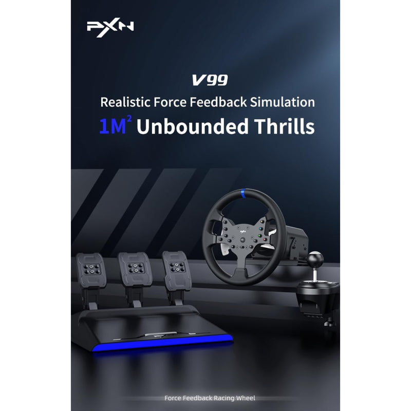 PXN V99 Gaming Steering wheel 3.2nm force feedback Racing wheel 270/900, Dismantle, with Hall magnetic induction pedal, 6+1 gear shift rod pc for PS5/PS4/PS3/Xbox One/Series X/S PC