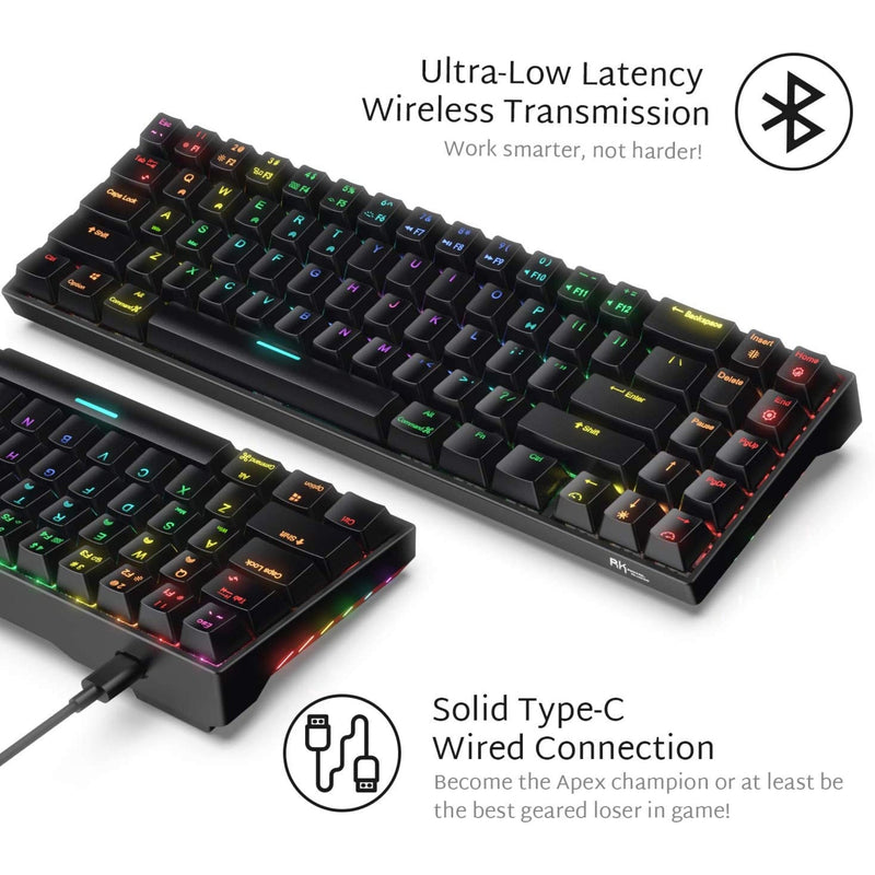 Rk Royal Kludge Rk71 Rgb Dual Mode Wireless/wired 70% Mechanical Gaming Keyboard - Black