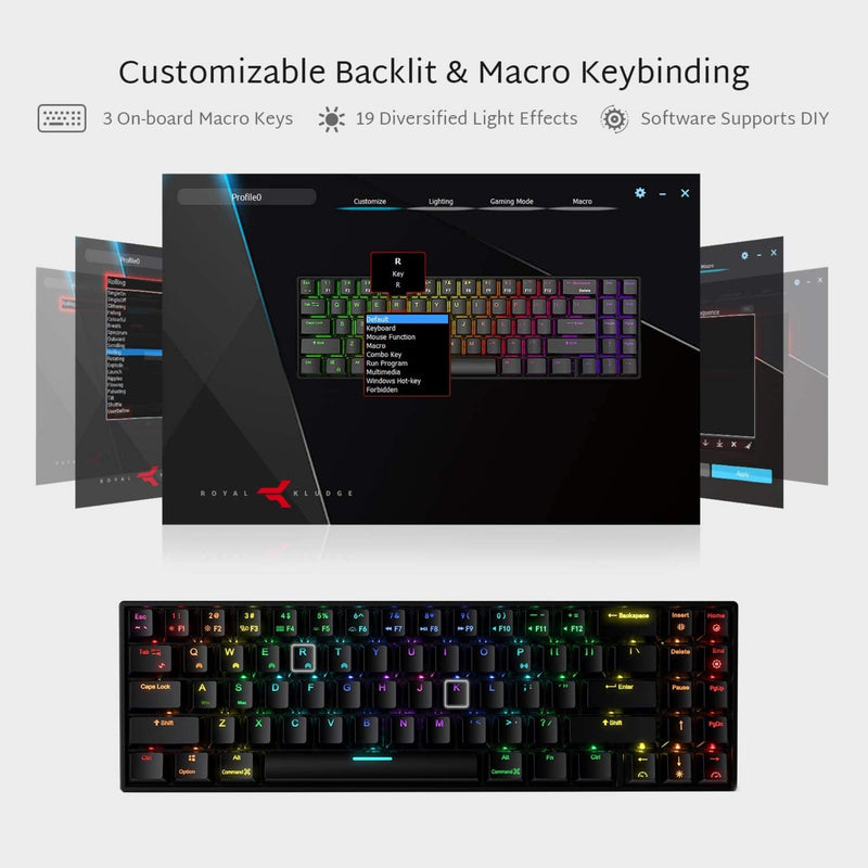 Rk Royal Kludge Rk71 Rgb Dual Mode Wireless/wired 70% Mechanical Gaming Keyboard - Black