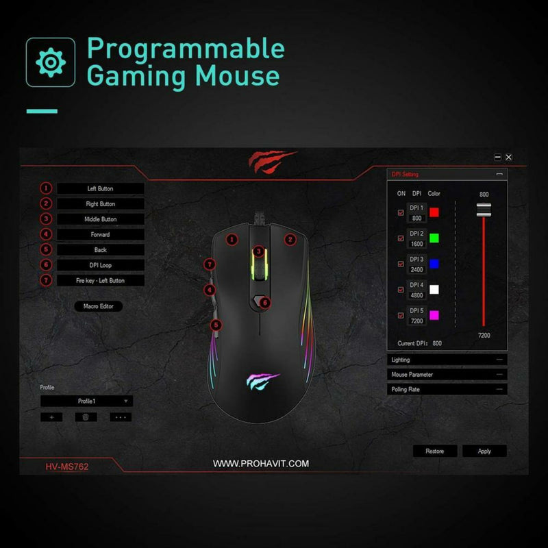 Havit Ms1002 Rgb Backlit Gaming Mouse