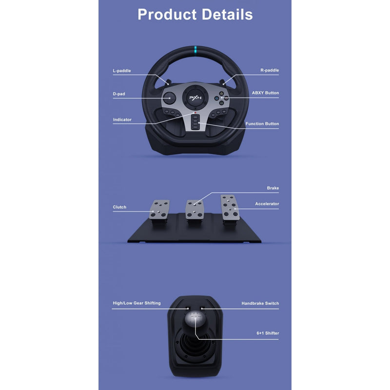 Xbox Steering Wheel, PXN V900 270/900° PC Gaming Racing Wheels for Xbox  Series X