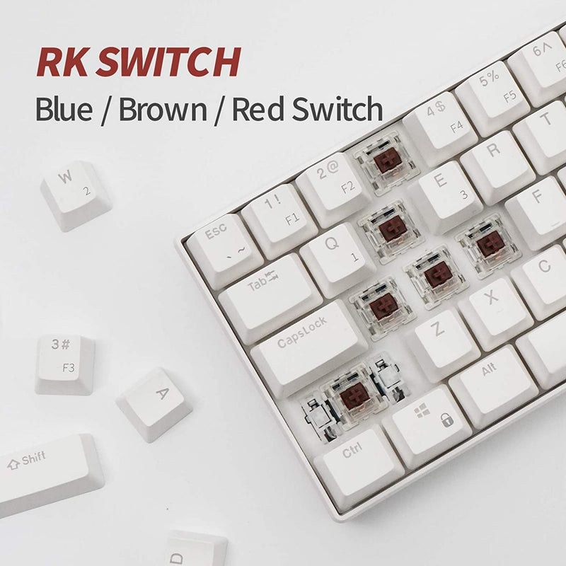 Rk Royal Kludge Rk61 Rgb Dual Mode Wireless/wired 60% Mechanical Gaming Keyboard - White