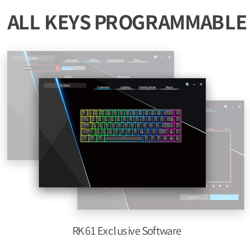 Rk Royal Kludge Rk61 Rgb Dual Mode Wireless/wired 60% Mechanical Gaming Keyboard - White