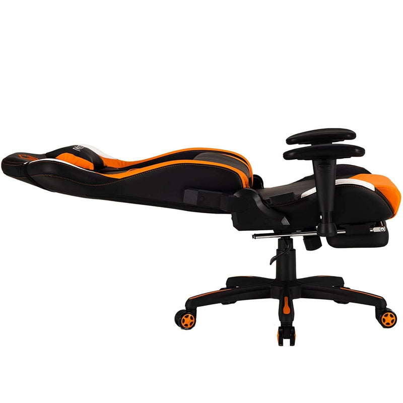 Meetion Chr22 Leather Gaming E-Sport Chair With Footrest - Black And Orange