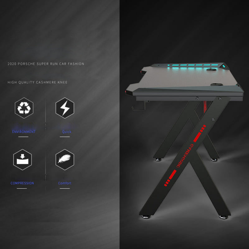 R5 Gaming Desk With Led Lights Headset Holder & Cup