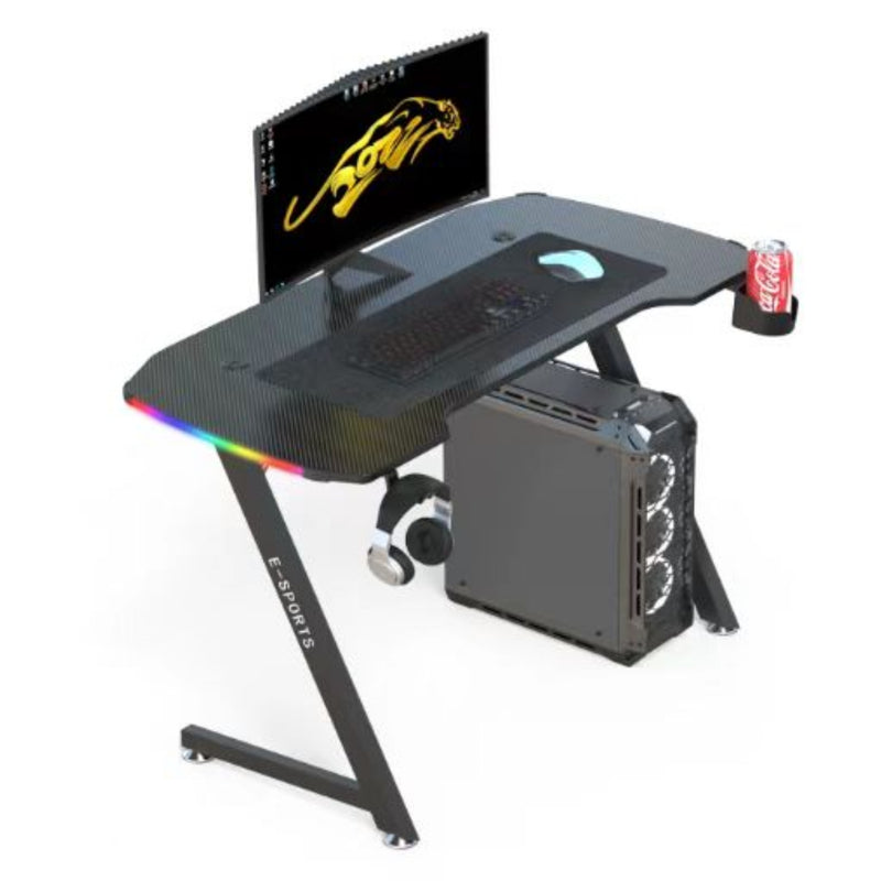 KZ Gaming Desk with Led Lights, Headset Holder & Cup Holder - 140cm