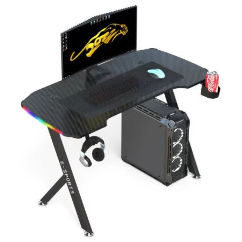 KY Gaming Desk with Led Lights, Headset Holder & Cup Holder - 140cm