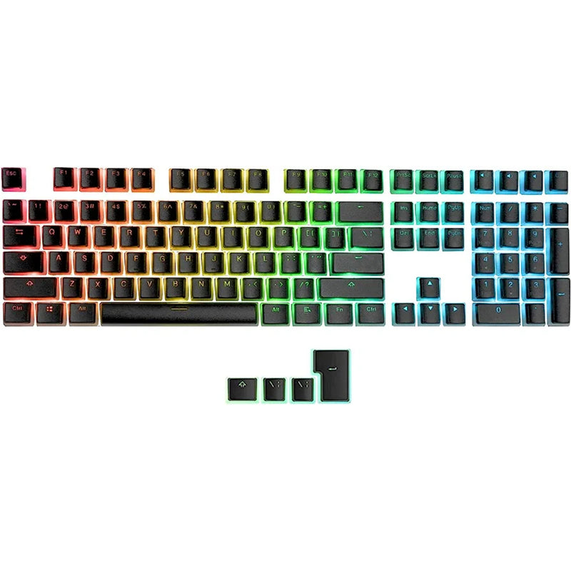 RK ROYAL KLUDGE 112 Double Shot PBT Pudding Keycaps, with Translucent Layer for Mechanical Keyboards - Black