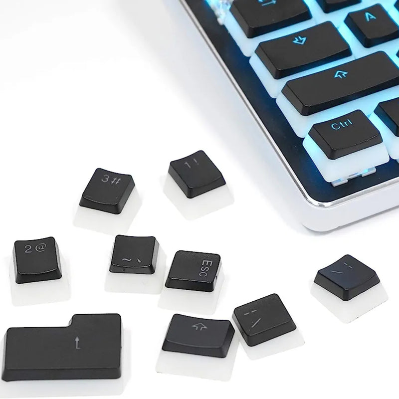 RK ROYAL KLUDGE 112 Double Shot PBT Pudding Keycaps, with Translucent Layer for Mechanical Keyboards - Black
