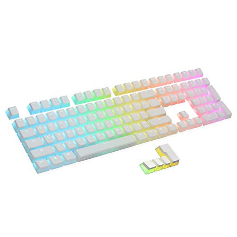 RK ROYAL KLUDGE 112 Double Shot PBT Pudding Keycaps, with Translucent Layer for Mechanical Keyboard - white