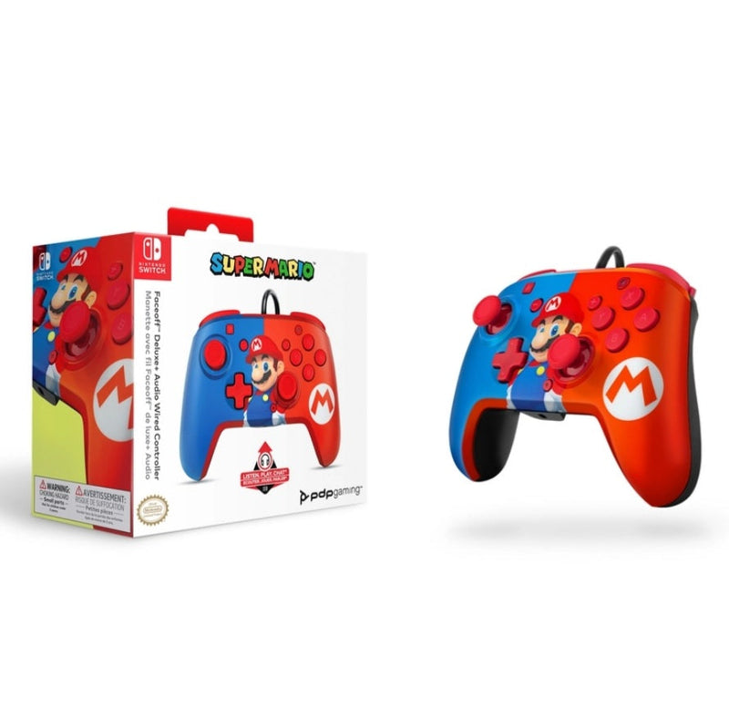 Pdp Nintendo Switch Faceoff Deluxe+ Audio Wired Controller - Power Pose Mario Nintendo Switch